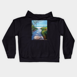 Boardwalk to beach Kids Hoodie